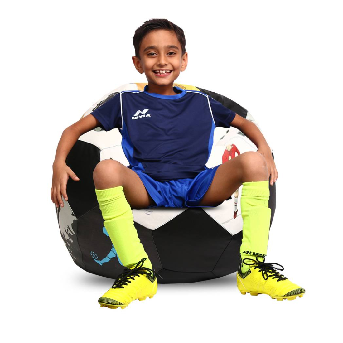 Orka Digital Printed Kids Foorball With Mathching Footstool Filled Bean Bag With Beans (FB44 Multicolor) view 2